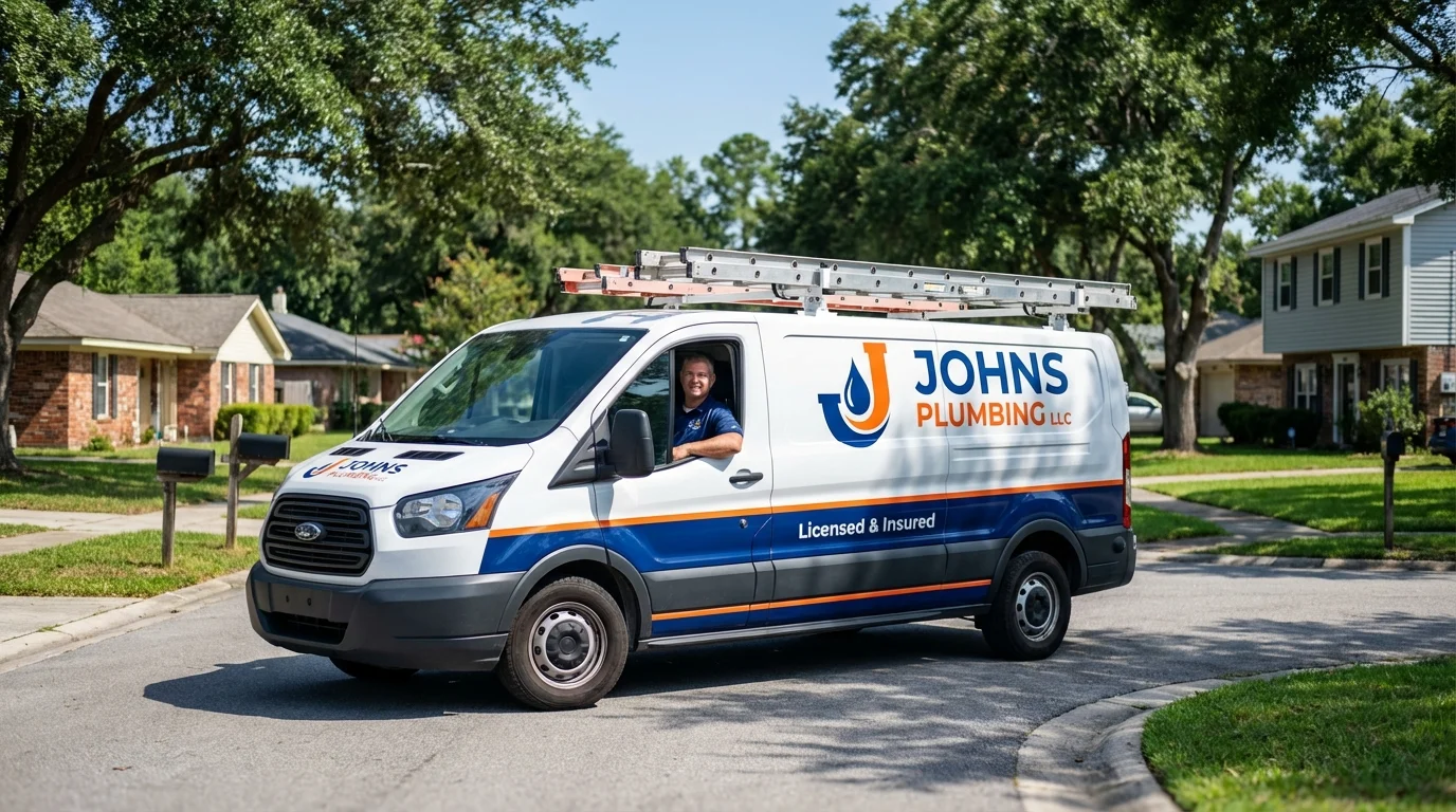 Johns Plumbing LLC service van in Lyme, NH
