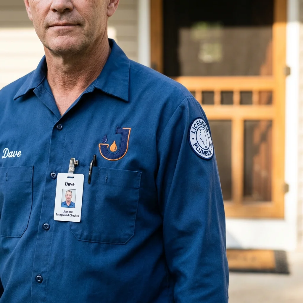 Licensed plumber showing ID badge in Lyme, NH