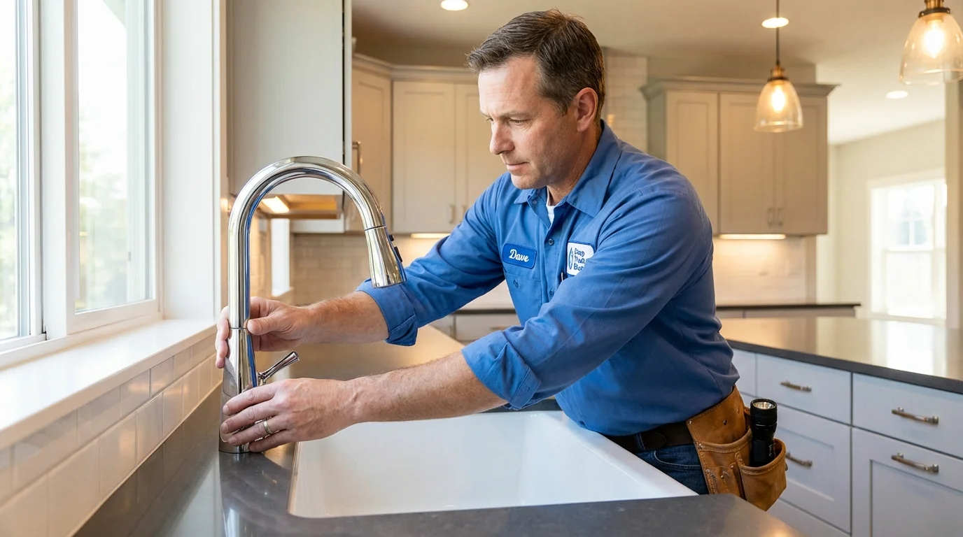 Kitchen faucet installation by Johns Plumbing LLC in Lyme
