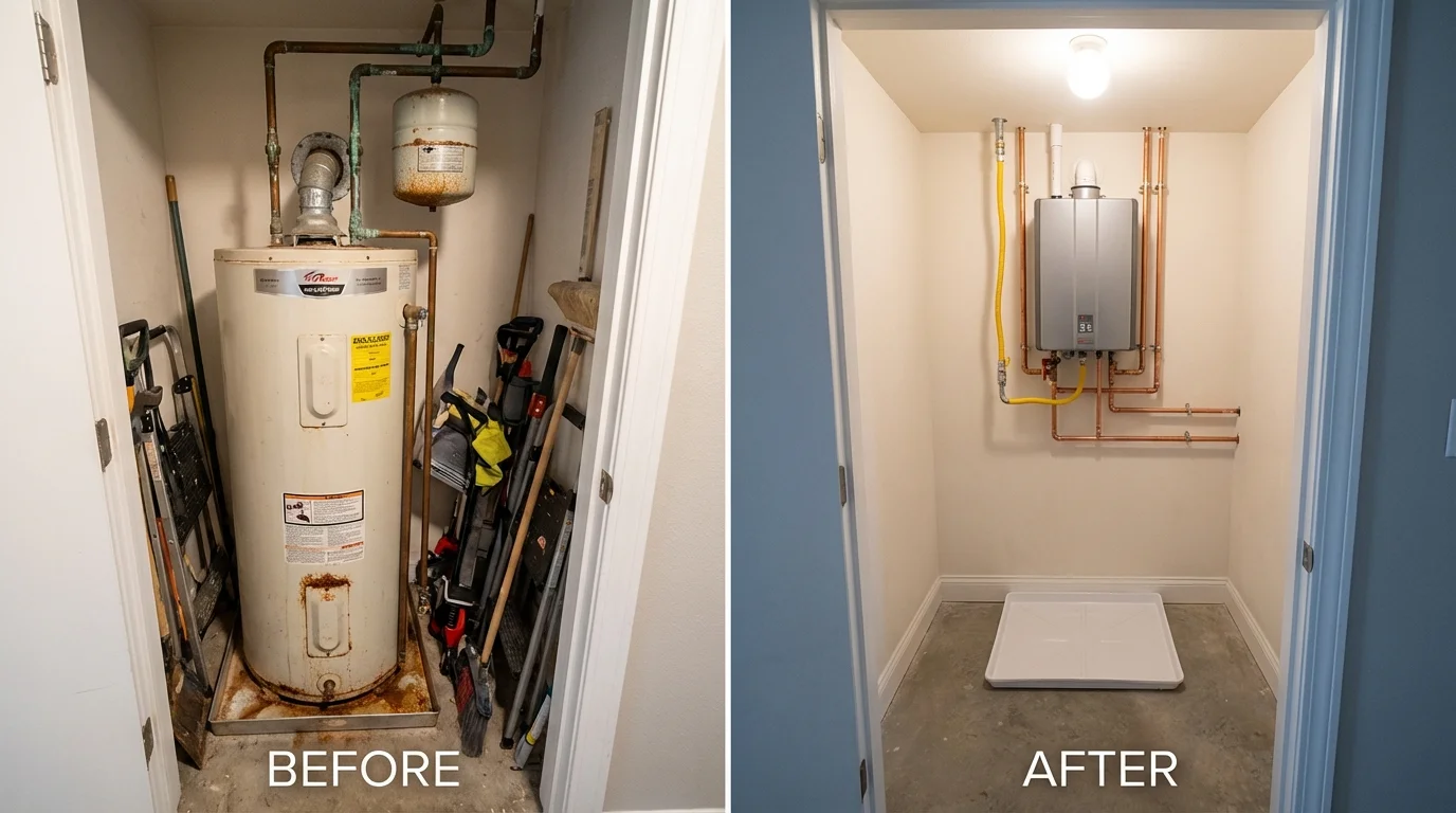 Tank water heater versus wall-mounted tankless unit comparison for Lyme, NH homeowners